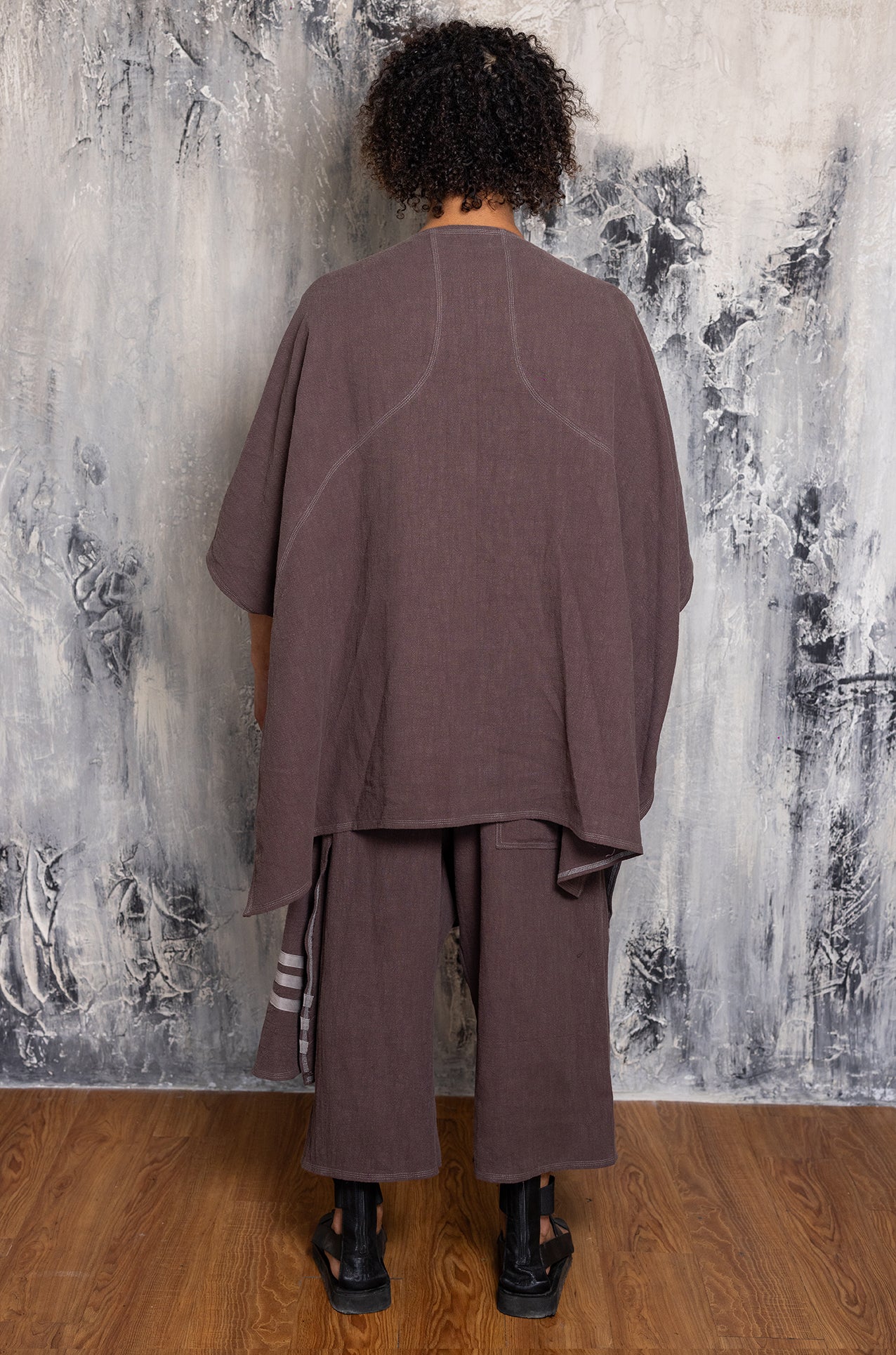 PONCHO 6LINE BROWN