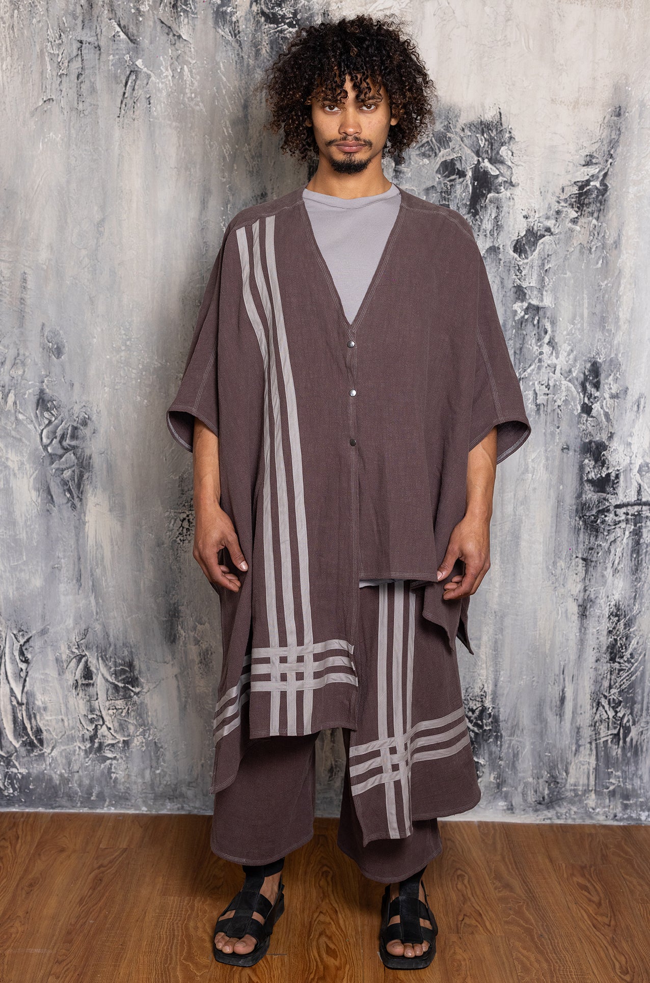 PONCHO 6LINE BROWN