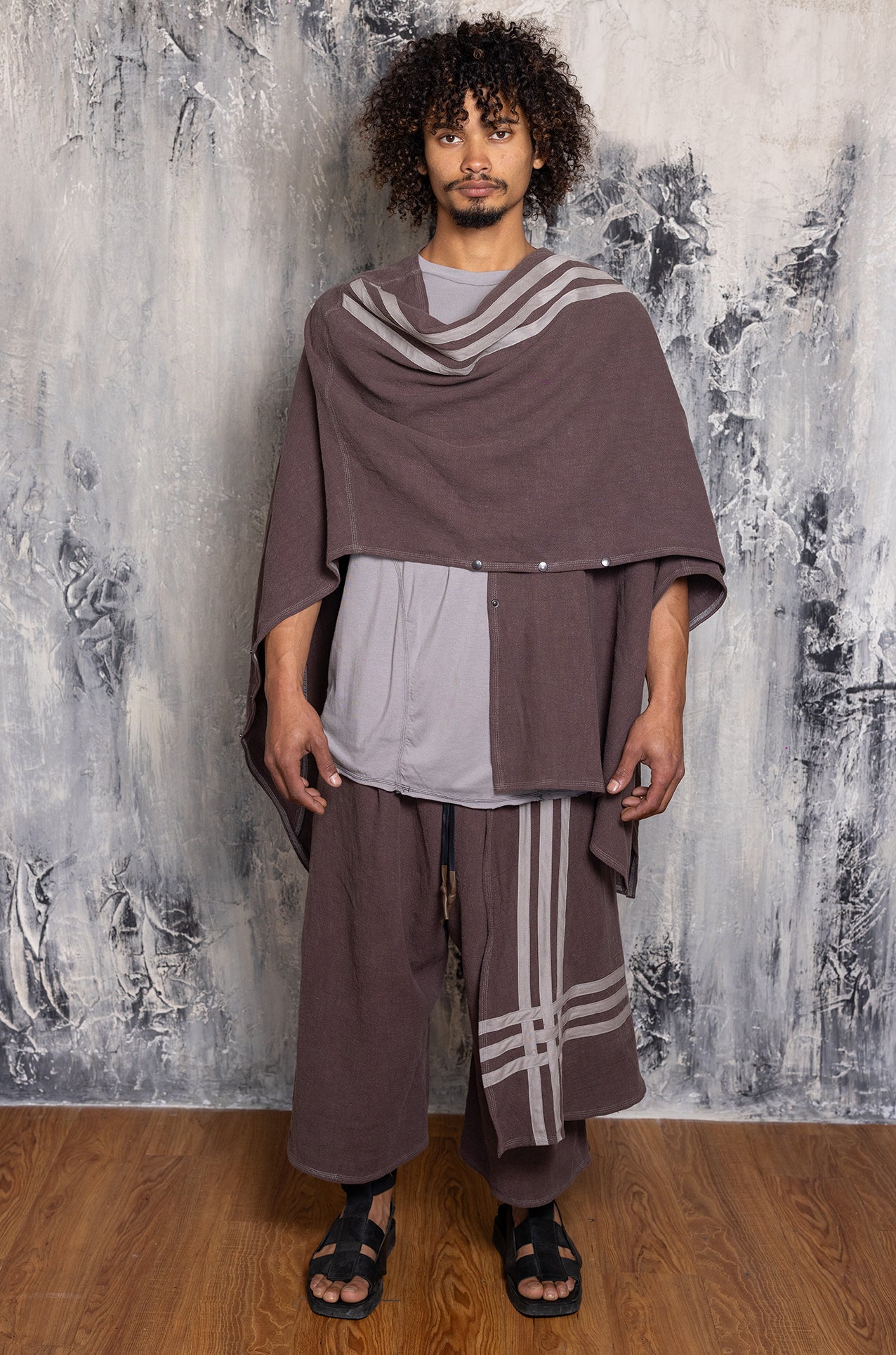 PONCHO 6LINE BROWN