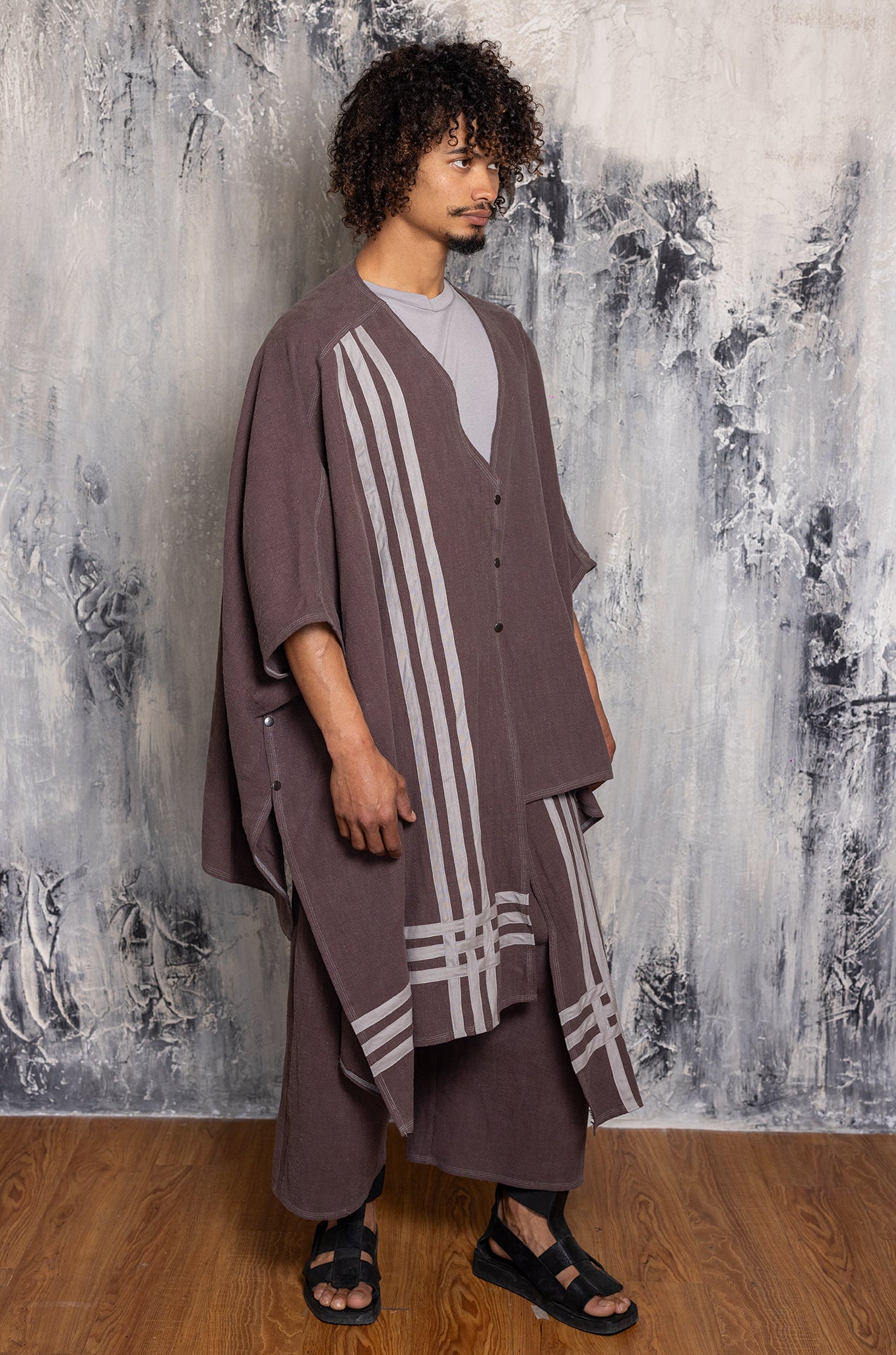 PONCHO 6LINE BROWN