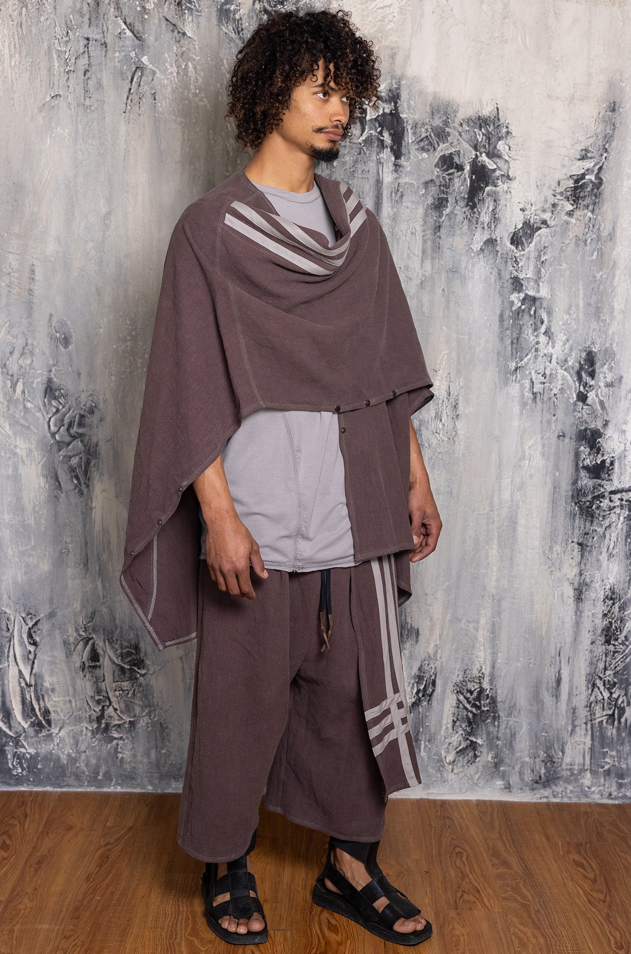 PONCHO 6LINE BROWN
