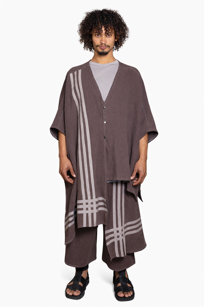 PONCHO 6LINE BROWN