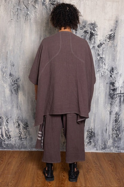PONCHO 6LINE BROWN