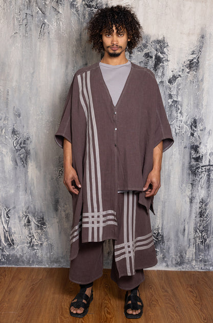 PONCHO 6LINE BROWN