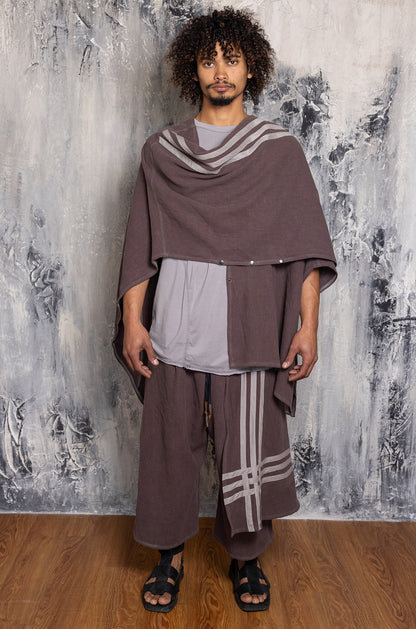 PONCHO 6LINE BROWN